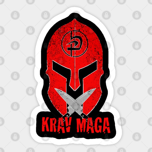 Krav Maga Gladiator Helmet & Knifes Sticker by Whites Designs